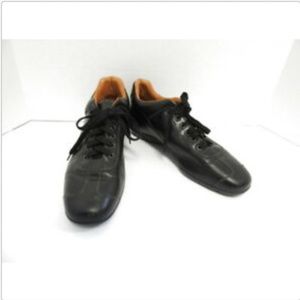 SANTORINI BLACK LEATHER ATHLETIC SNEAKERS SZ 7